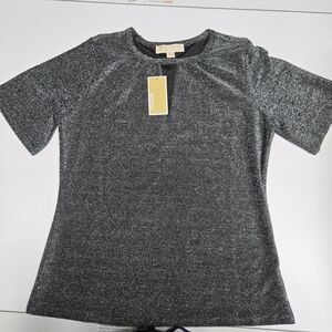 Michael Kors Shimmering Silver Short Sleeve Top